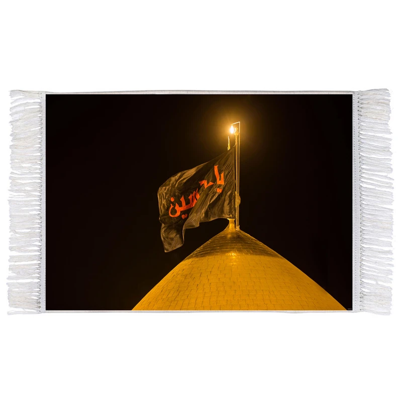فرش ماشینی دیوارکوب اطلس آبی طرح گنبد حرم امام حسین مدل T2442
