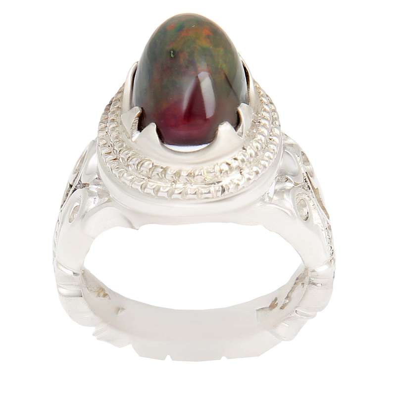 انگشتر نقره مردانه بازرگانی میلادی مدل اوپال رکاب دست ساز کد AM_2357