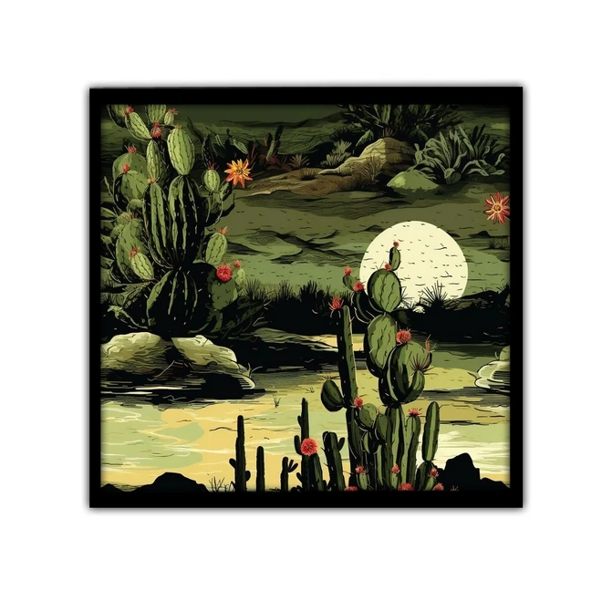 تابلو نوری بکلیت طرح کاکتوس و بیابان مدل B-MID-17133
