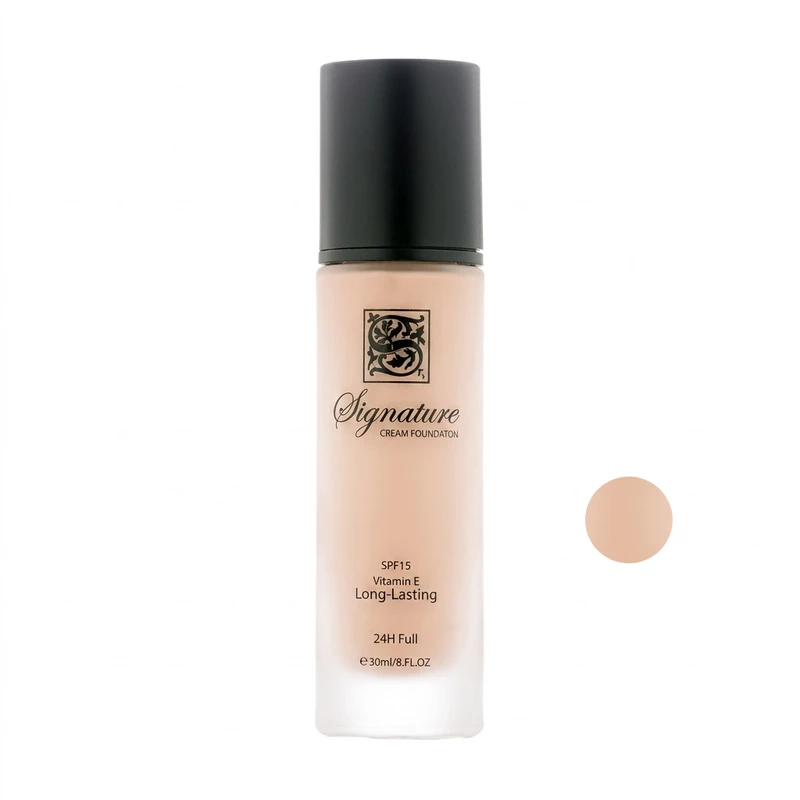 کرم پودر مایع spf 15 سیگنیچر مدل فول کاور شماره F001 مناسب برای انواع پوست حجم 35 میلی‌ لیتر 