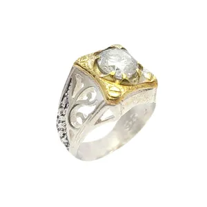 انگشتر نقره مردانه مدل موزانایت کد 96691