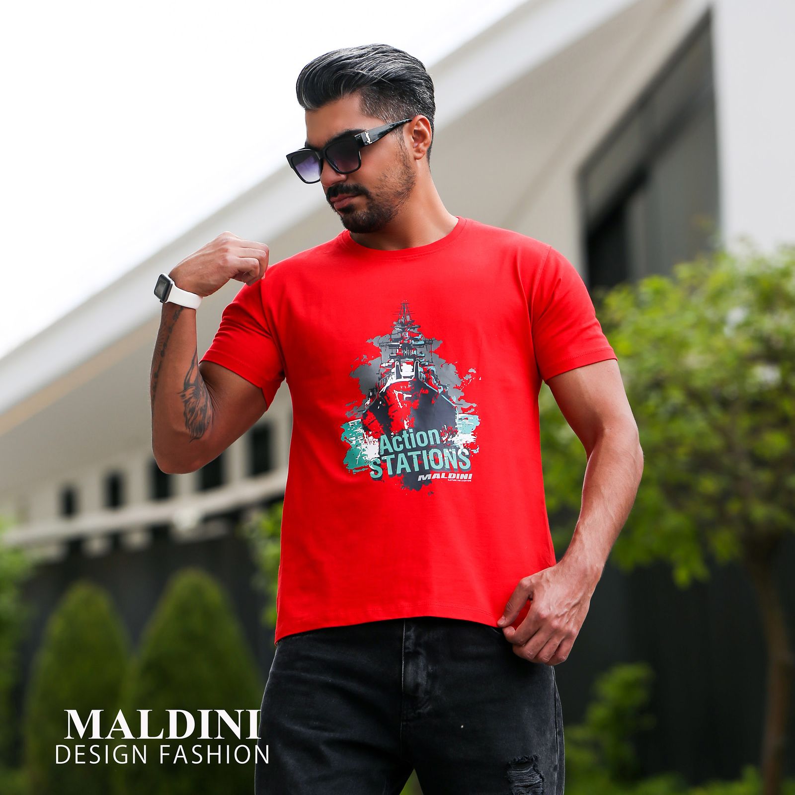 تی شرت آستین کوتاه مردانه مالدینی مدل T-108 -  - 8