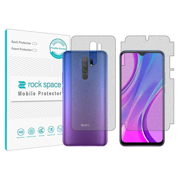 محافظ صفحه نمایش مات راک اسپیس مدل HyMTT مناسب برای گوشی موبایل شیائومی Redmi 9 Prime به همراه محافظ پشت