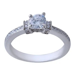 انگشتر نقره زنانه بازرگانی میلادی مدل تک نگین نامزدی  ابکاری رادیوم قالب جواهری کد AWR_469