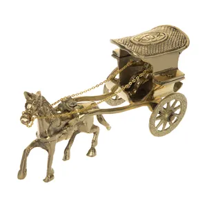 دکوری برنجی مدل گاری تک اسب کد 02
