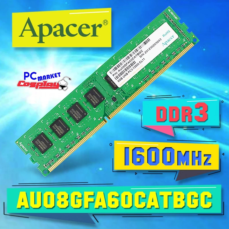 رم دسکتاپ DDR3 تک کاناله 1600 مگاهرتز CL11 اپیسر مدل AU08GFA60CATBGC ظرفیت 8 گیگابایت