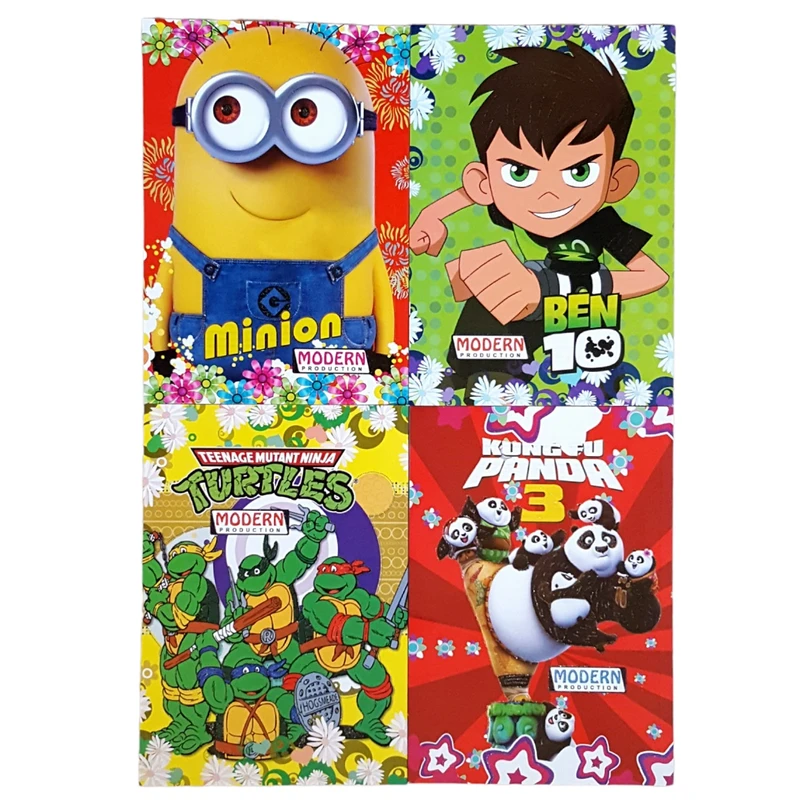 دفتر مشق 50 برگ مدرن مدل فانتزی کارتونی کد WALT125 مجموعه 4 عددی