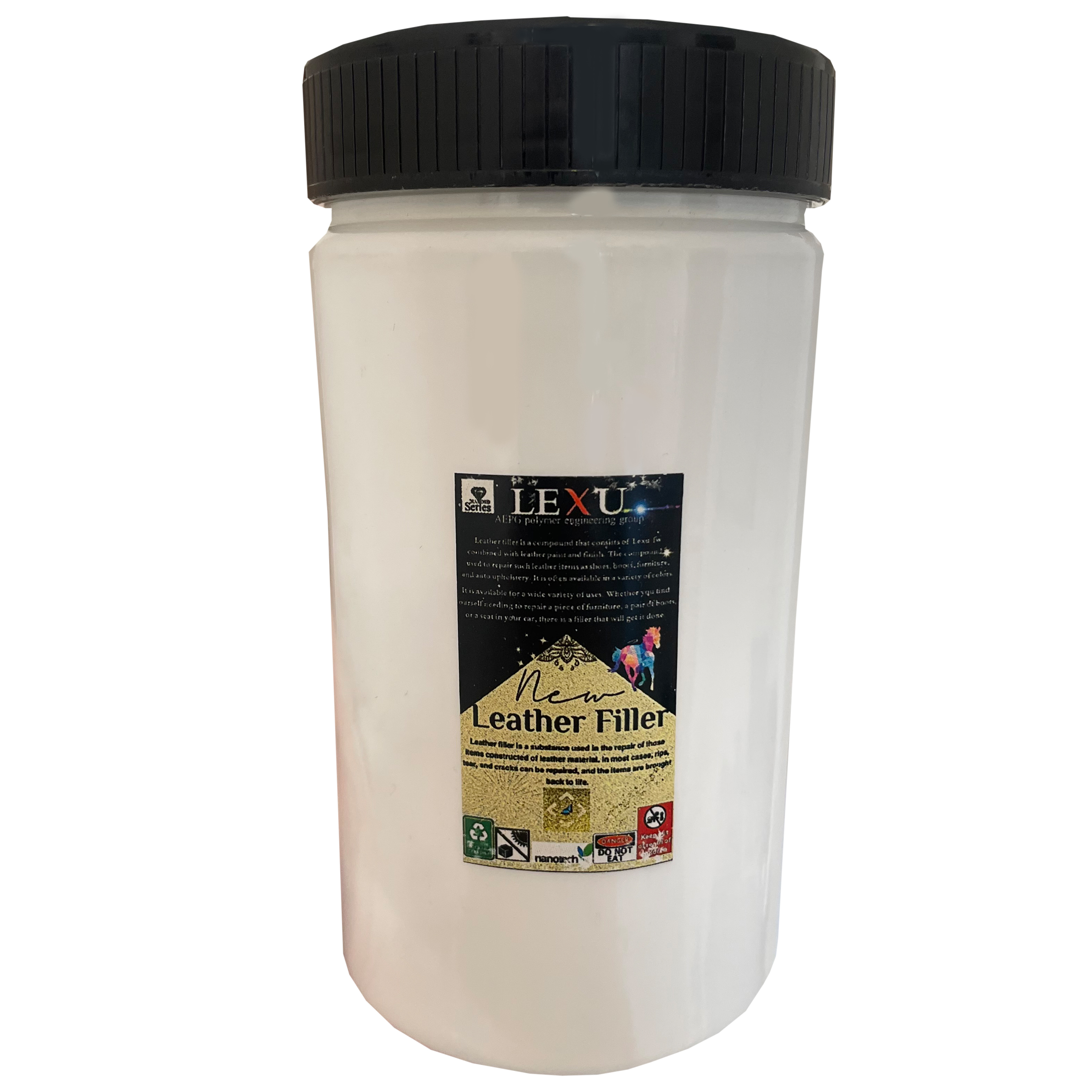 بتونه چرم  سفید لکسو مدل Filler plus وزن نیم کیلو گرم مناسب برای سطوح چرمی و پلاستیکی