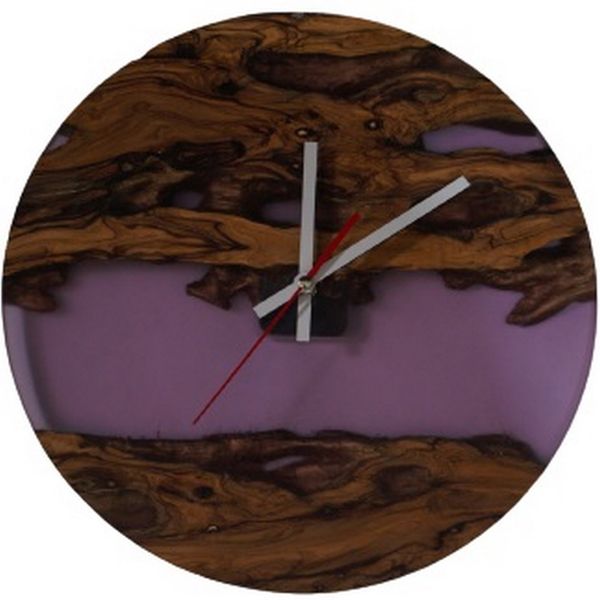 ساعت دیواری چوبی رزینی مدل دستساز smilenow