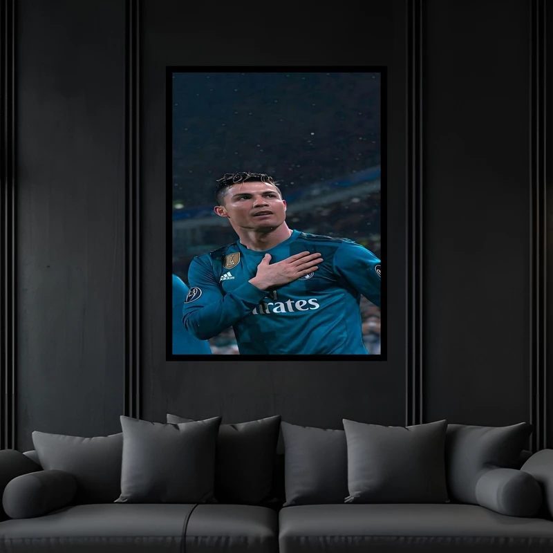 تابلو بکلیت طرح دکوری ورزشی فوتبالی کریستیانو رونالدو مدل B-bu6526 فریم مشکی