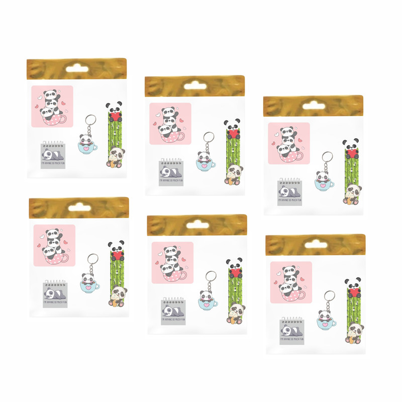 بسته لوازم تحریر مدل  4 تکه چوبی طرح خرسی کیوت کد1 مجموعه 6 عددی