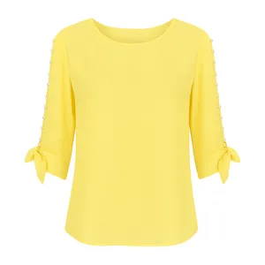 بلوز آستین کوتاه یقه گرد زنانه مدل فرانک کد ۳۳