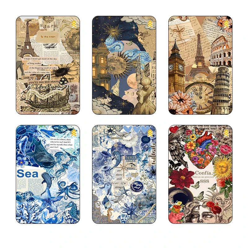 استيکر کارت کارنيکا طرح وینتج اسکرپ بوک Vintage Scrapbook کد 16577 مجموعه 6 عددی