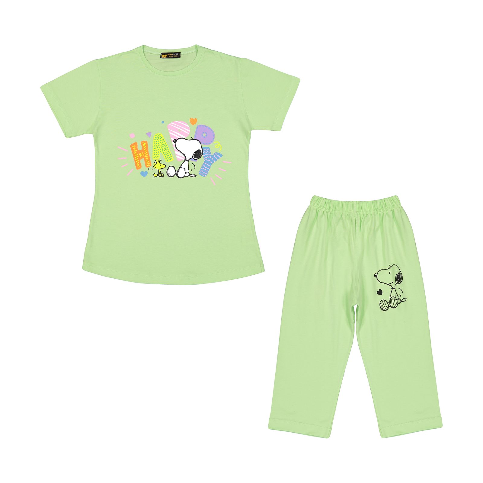 ست تی شرت آستین کوتاه و شلوارک دخترانه خرس کوچولو مدل 2011311-43