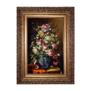 تابلو فرش دستباف مدل گل و گلدان بافت تبریز کد 1668
