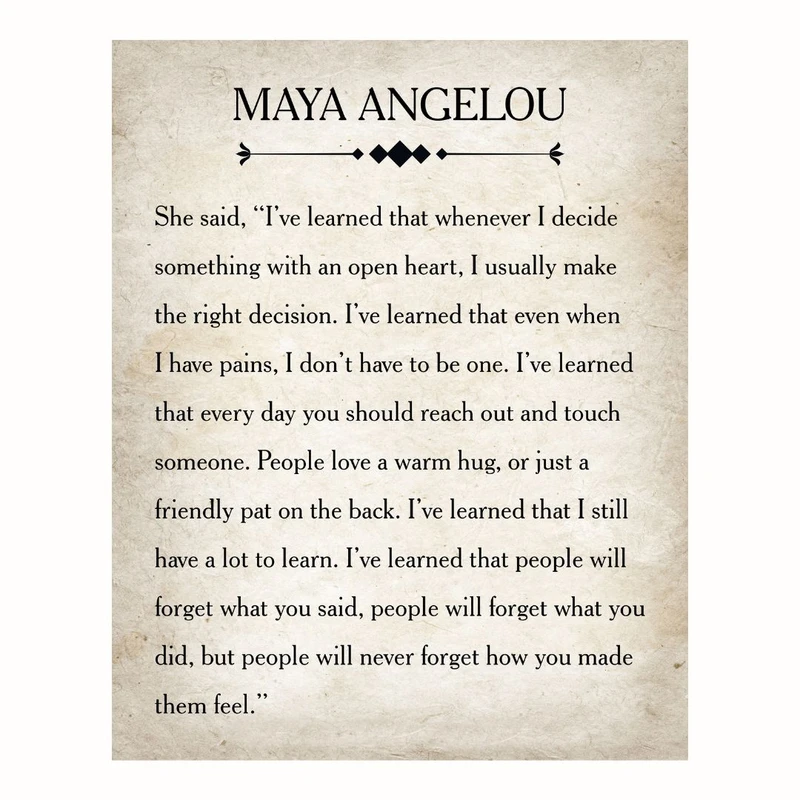 پوستر مدل مایا آنجلو - هیچ‌گاه مردم فراموش نخواهند کرد 