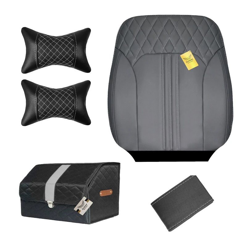 روکش صندلی خودرو سوشیانت مدل دورتموند مناسب برای سمند به همراه پشت گردنی و باکس صندوق و دورفرمان