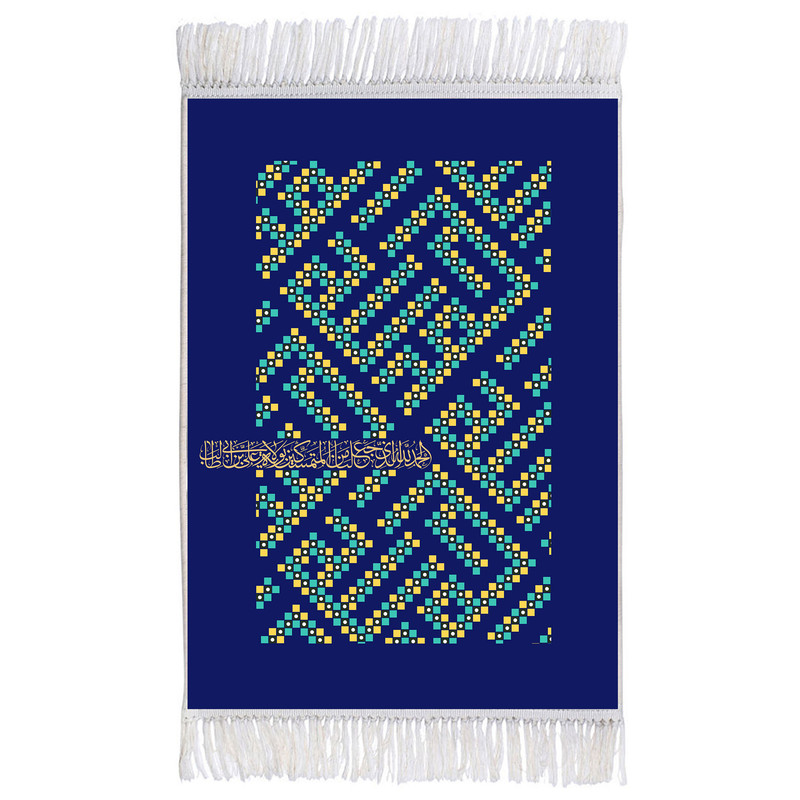 فرش ماشینی دیوارکوب اطلس آبی مدل علي ابن ابي طالب کد T3769