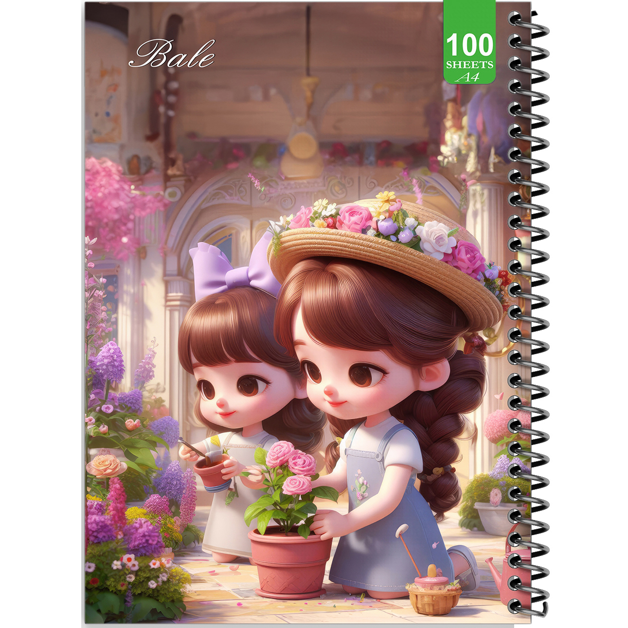 دفتر نقاشی 100 برگ بله طرح فانتزی دخترانه کد A4-N484