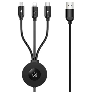 کابل تبدیل USB به لایتنینگ/USB-C/MicroUSB/مغناطیسی اپل واچ یوسمز مدل US-CC088 طول 1.2 متر
