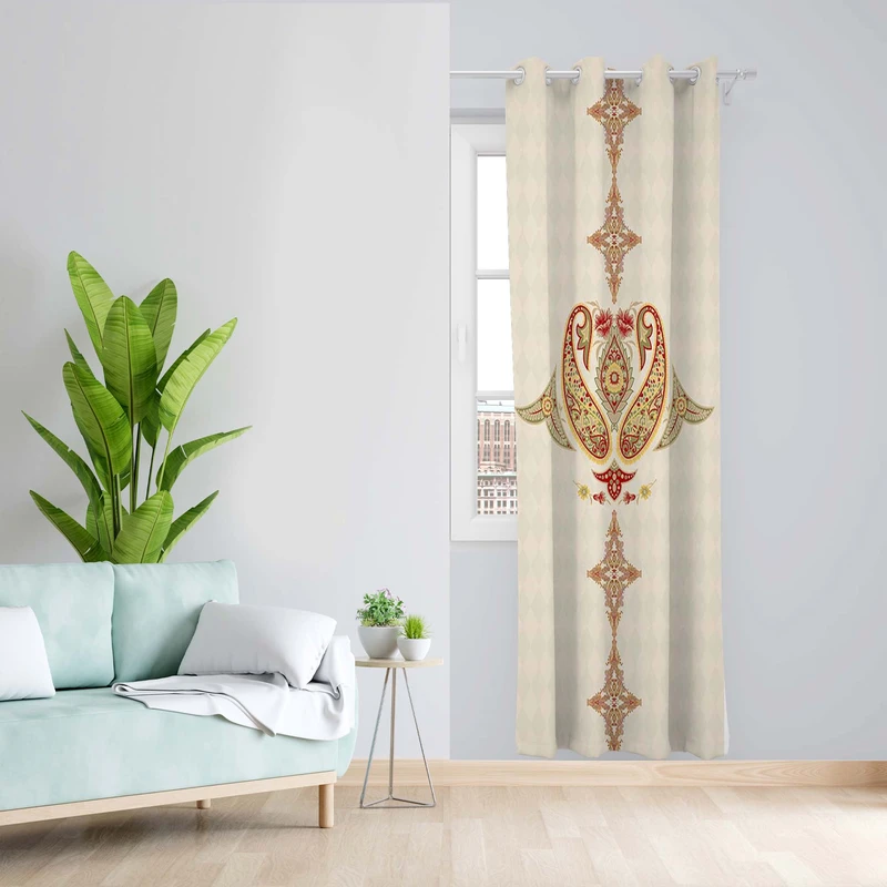 پرده طرح بته جقه مدل مخمل پانچی کد 5428 z سایز 140x200 سانتی متر