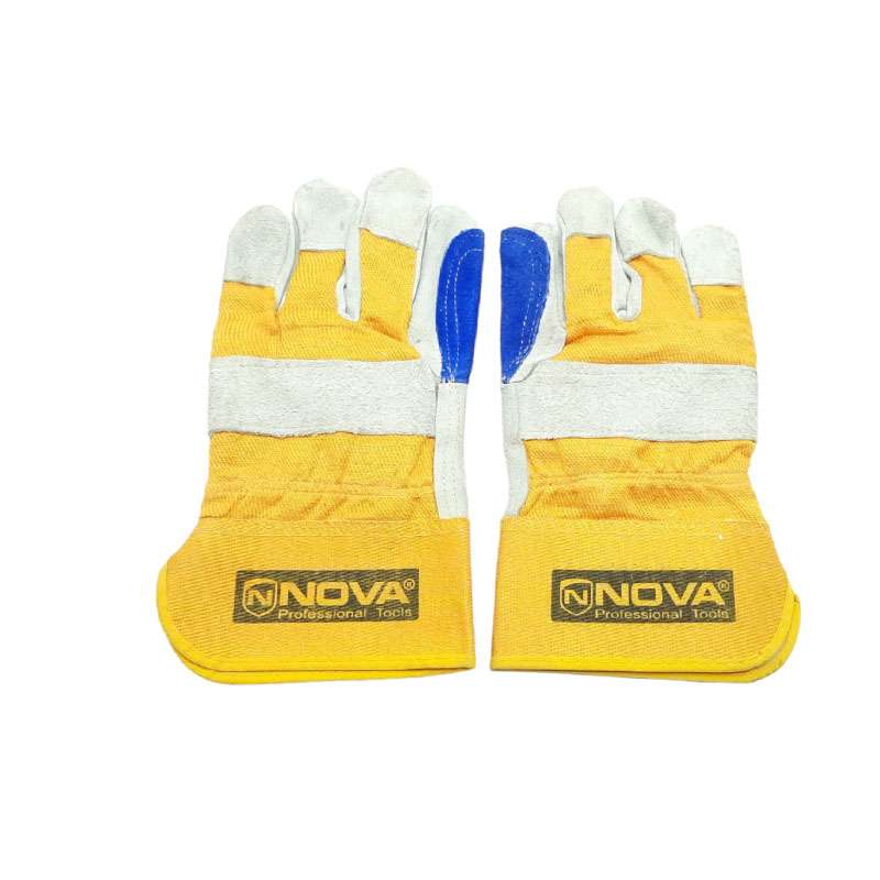 دستکش ایمنی نووا مدل چرمی کف دوبل دستکش ایمنی نووا مدل چرمی کف دوبل