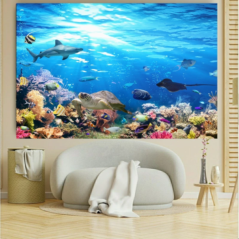 پوستر طرح مخمل دریا و اقیانوس مدل موجودات آبزی کد FP104937