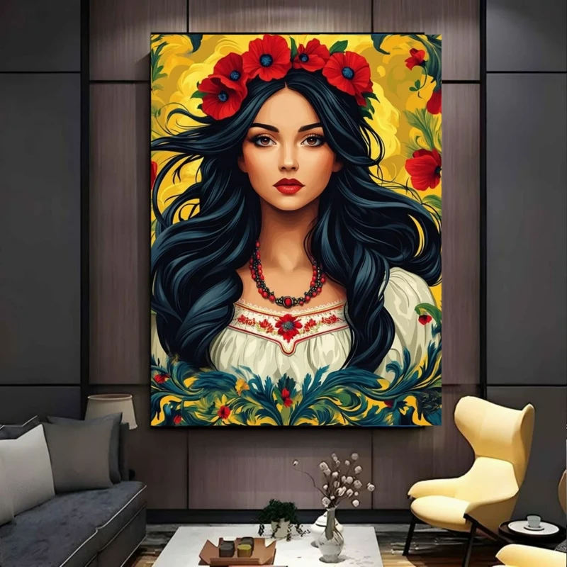 تابلو بوم طرح مخمل بانو مدل گل رز کد BK24975