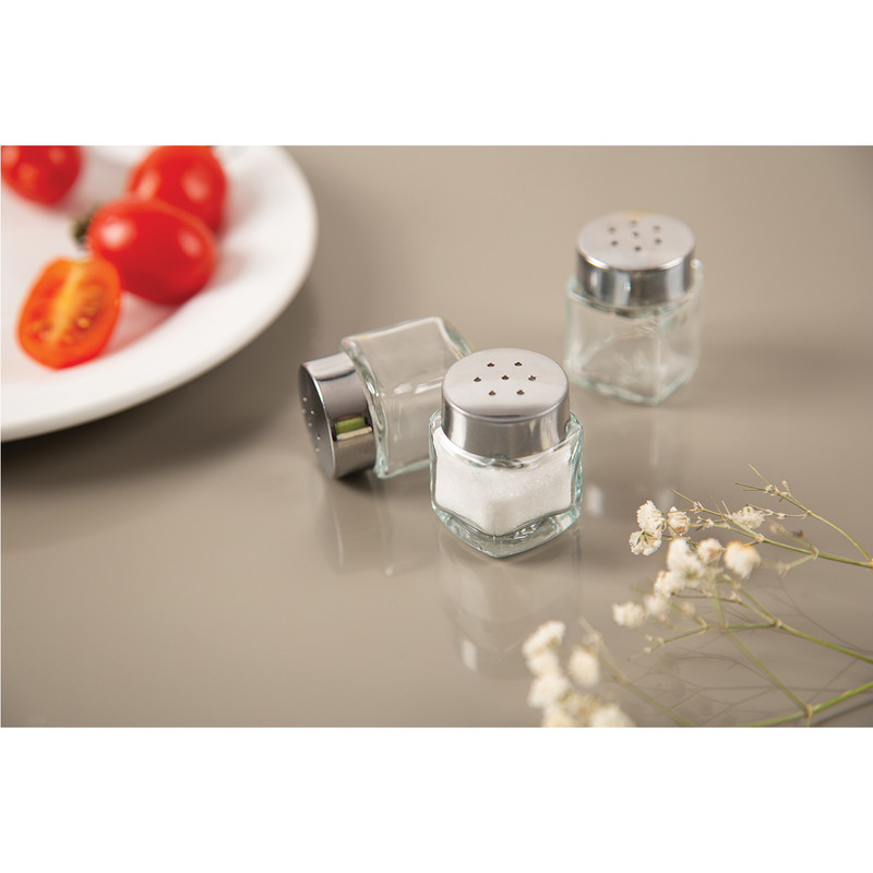 نمک پاش میس گلس مدل چهارگوش بسته 6 عددی