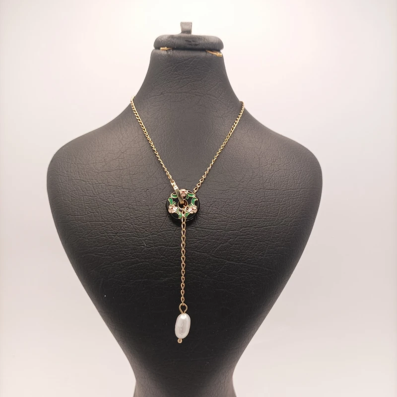 گردنبند زنانه مدل مروارید چشم نظری کد G0028 