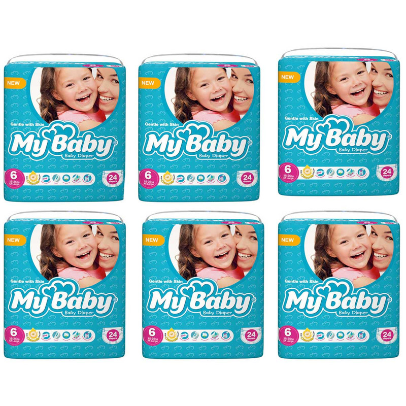پوشک مای بیبی کد 6 بسته 24 عددی مجموعه 6 عددی