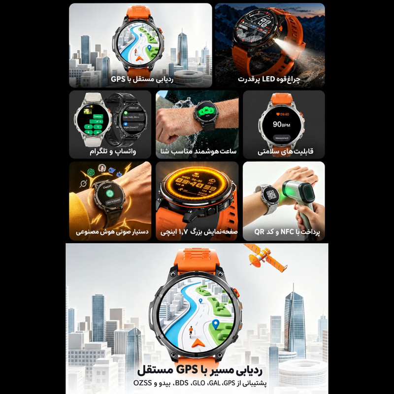 ساعت هوشمند 43 میلی‌متر مایکروویر مدل Z422 با بند سیلیکونی