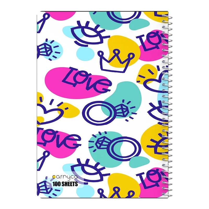 دفتر شطرنجی 100 برگ سیمی کارنیکا طرح پترن عشق Love Pattern کد 72313