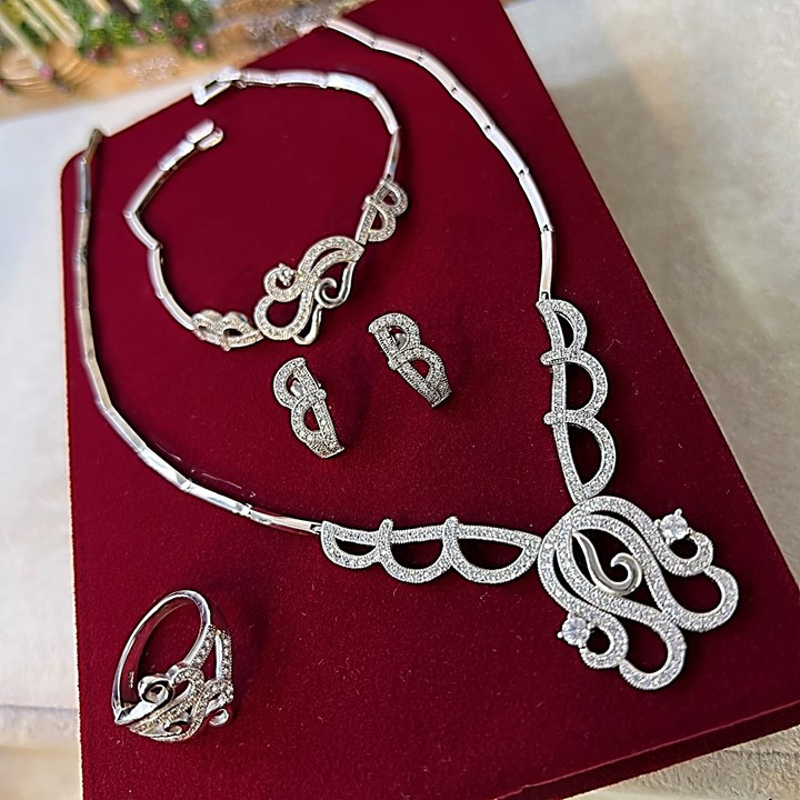 نیم ست نقره زنانه کد glsr-858