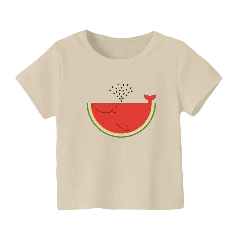 تی شرت آستین کوتاه بچگانه مدل هندوانه نهنگ یلدایی