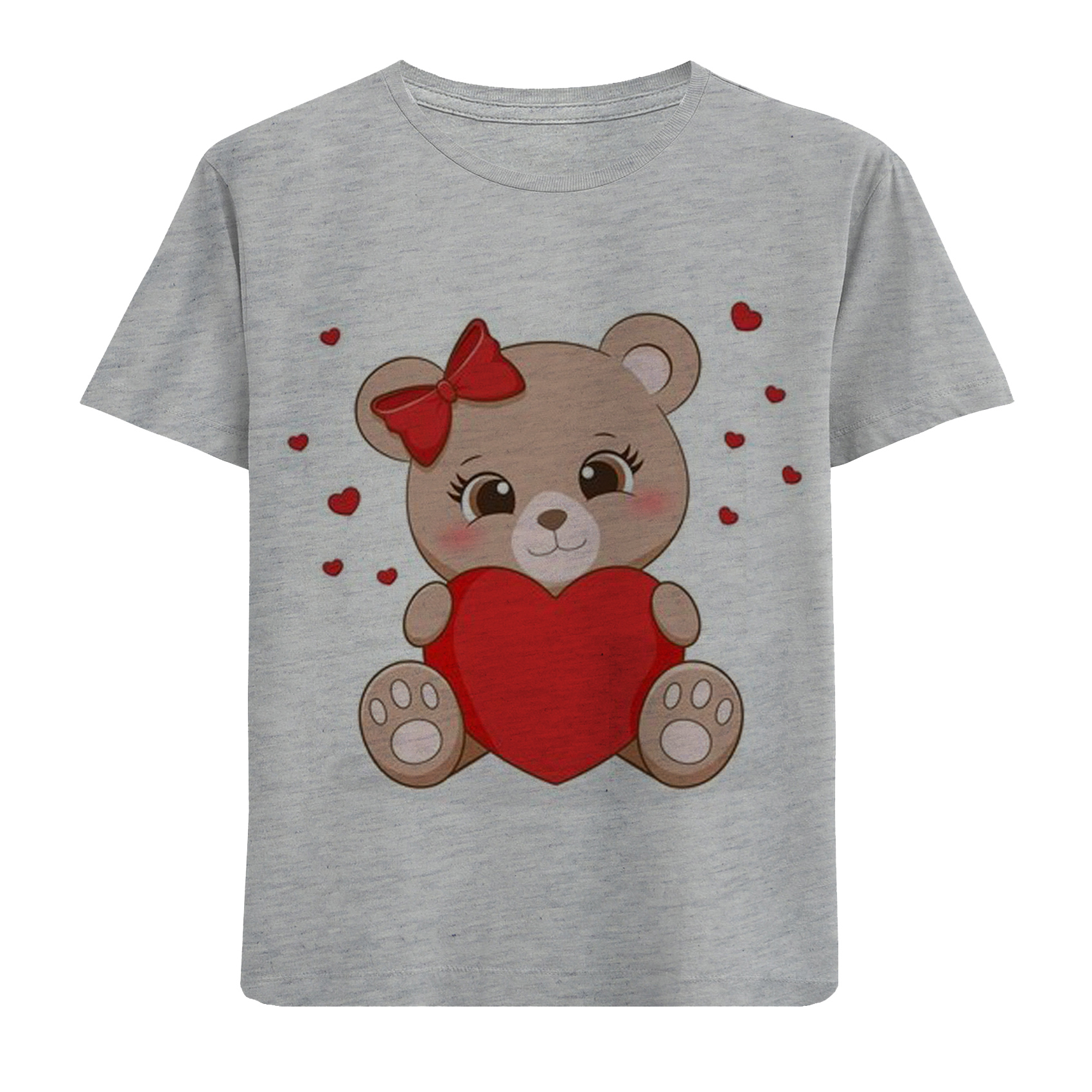 تی شرت آستین کوتاه دخترانه مدل خرس و قلب F549