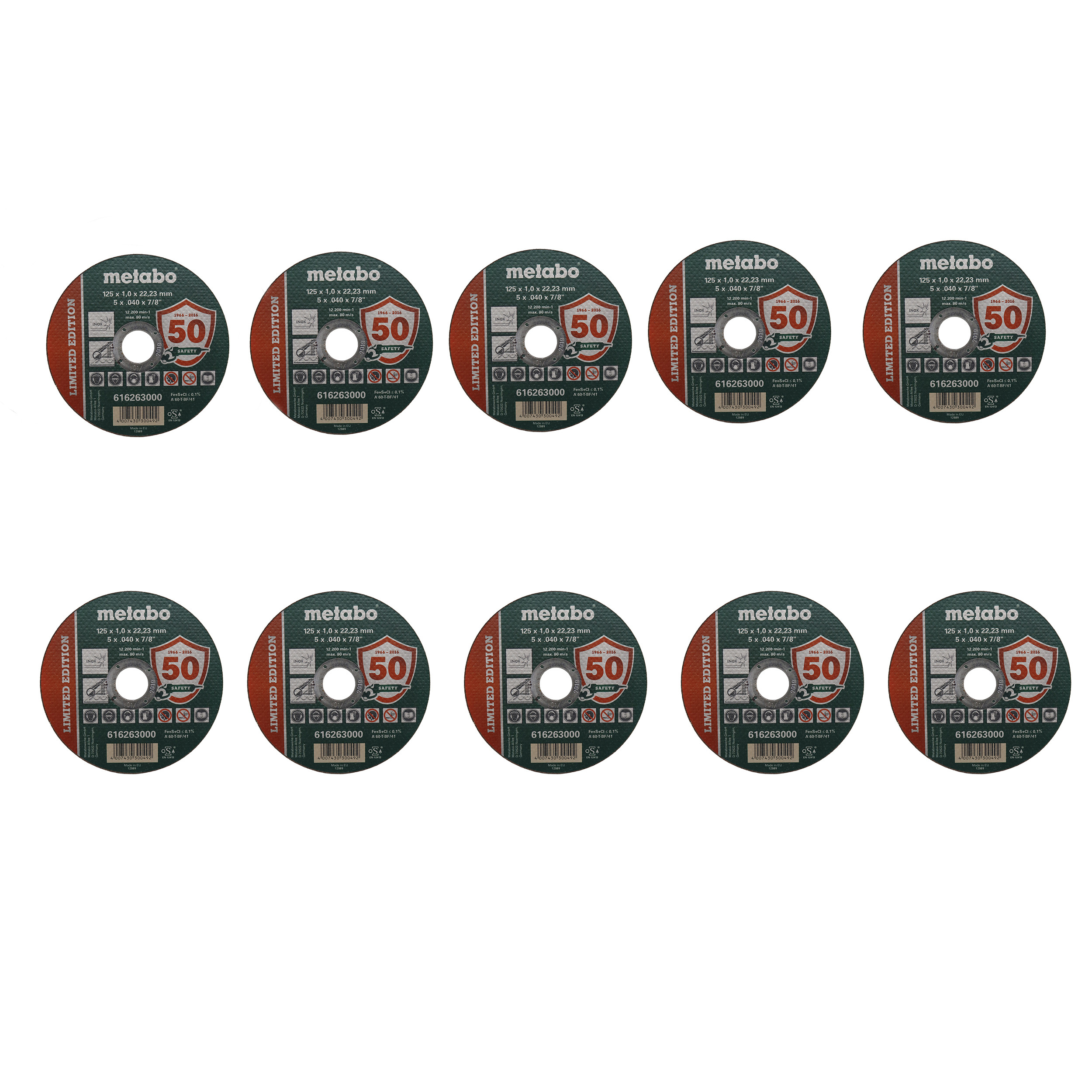 صفحه برش استیل متابو مدل YP-125-1MM مجموعه 10 عددی