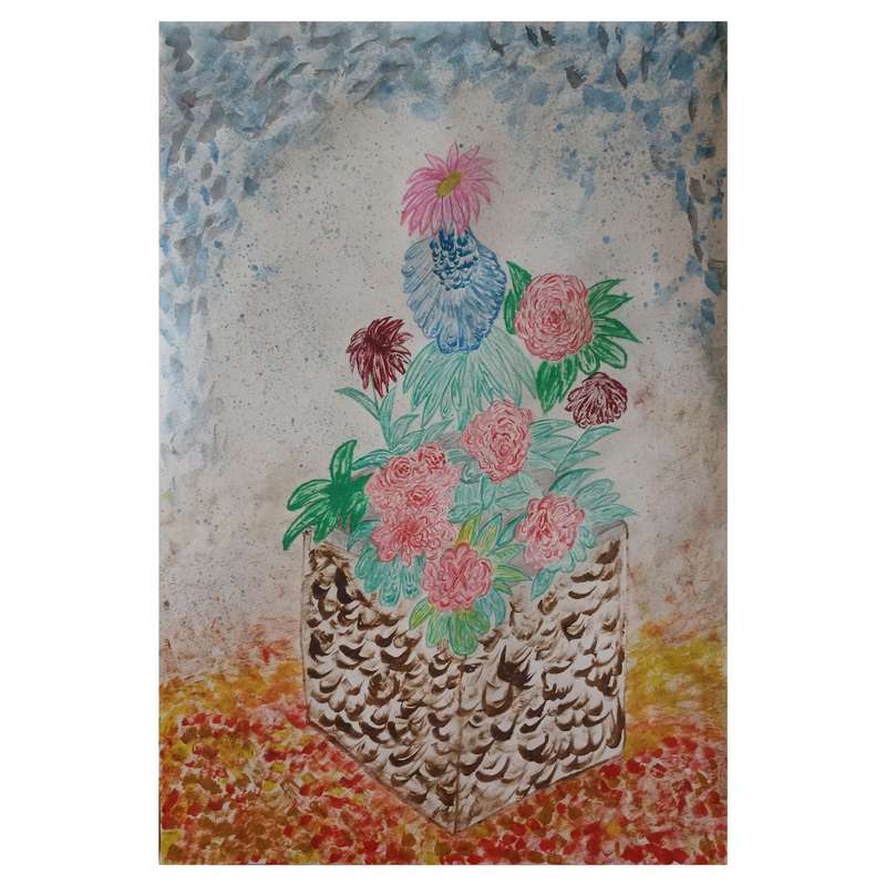 نقاشی رنگ روغن و آبرنگ طرح گل کد 50