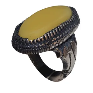 انگشتر نقره مردانه مدل عقیق شرف الشمس یمانی ASS216195