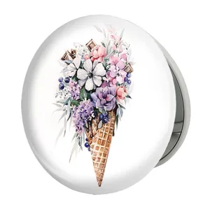 آینه جیبی خندالو طرح دسته گل مدل تاشو کد 5297 