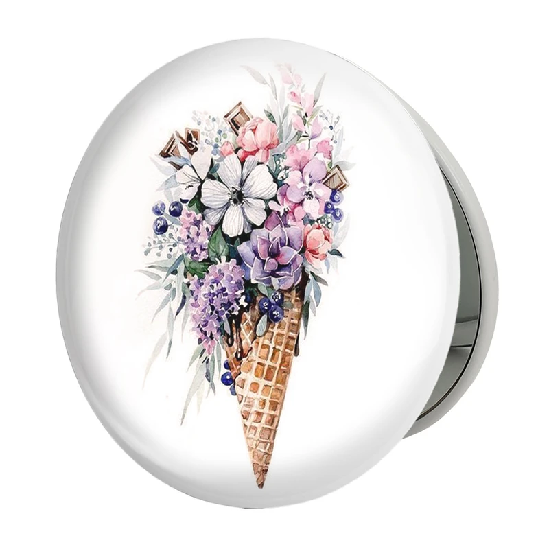 آینه جیبی خندالو طرح دسته گل مدل تاشو کد 5297 