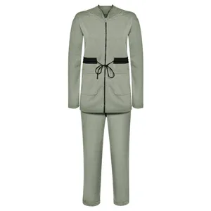 ست سویشرت و شلوار ورزشی زنانه ساروک مدل S&SHZKK010 رنگ سدری