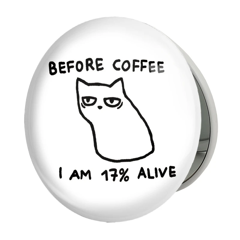 آینه جیبی خندالو طرح گربه و قهوه مدل تاشو کد 29306