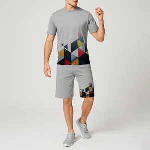 ست تی شرت و شلوارک مردانه مدل انتزاعی A11