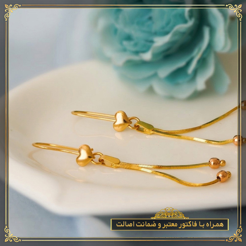گوشواره آویز طلا 18 عیار زنانه طلای معتمدی مدل دل آویز - 8