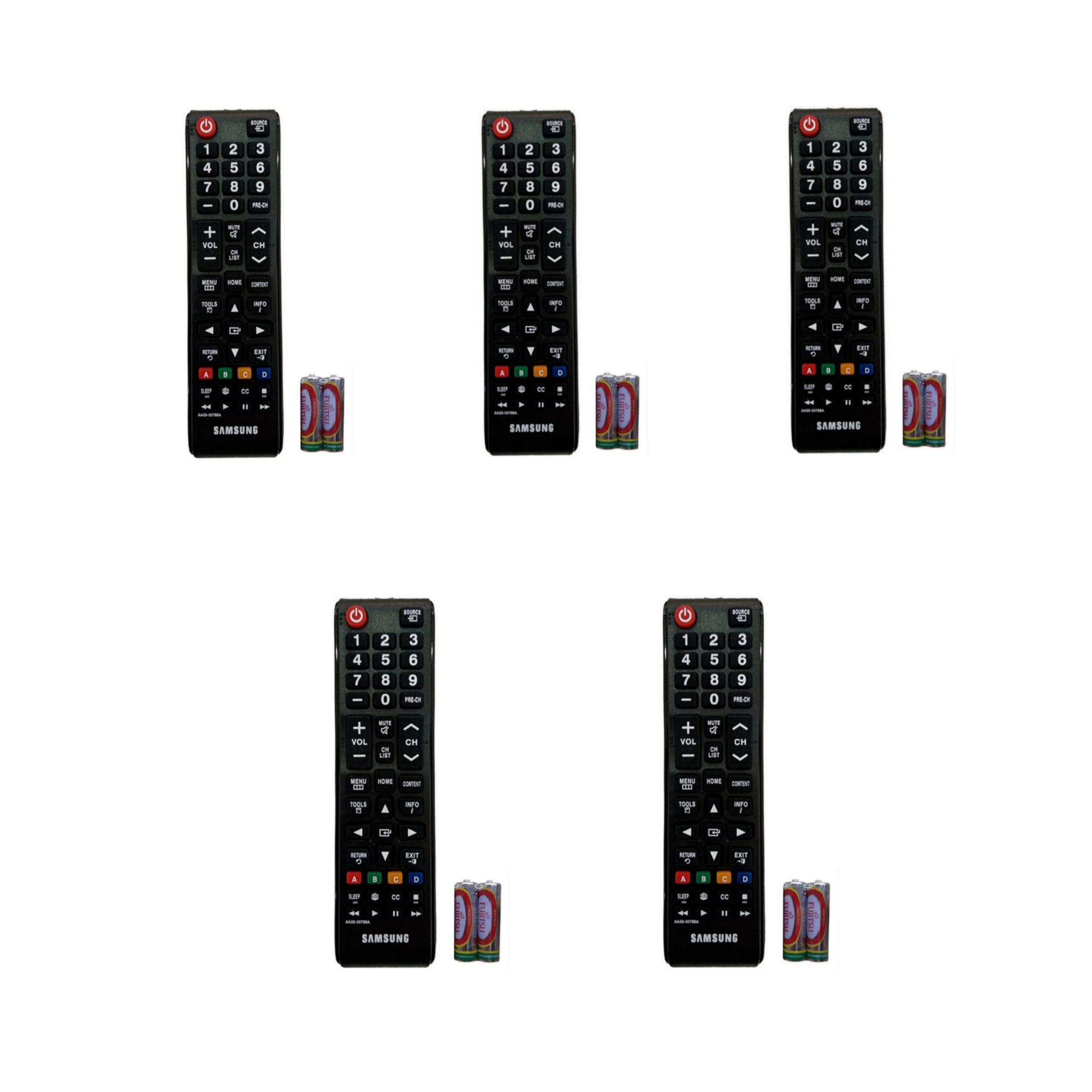 ریموت کنترل تلویزیون  مدل AA59-00786A به همراه باتری مجموعه 5 عددی