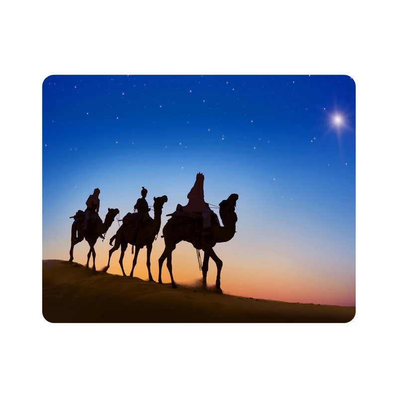 ماوس پد اطلس آبی طرح شتر و بیابان و ستاره و شب مدل T1547