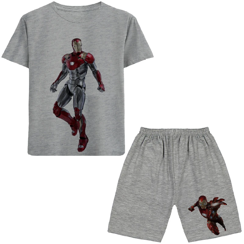 ست تی شرت و شلوارک پسرانه مدل ادم آهنی N112