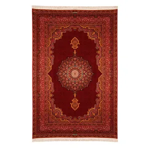 فرش ماشینی زرین ترنج مهرو کد 37 زمینه لاکی