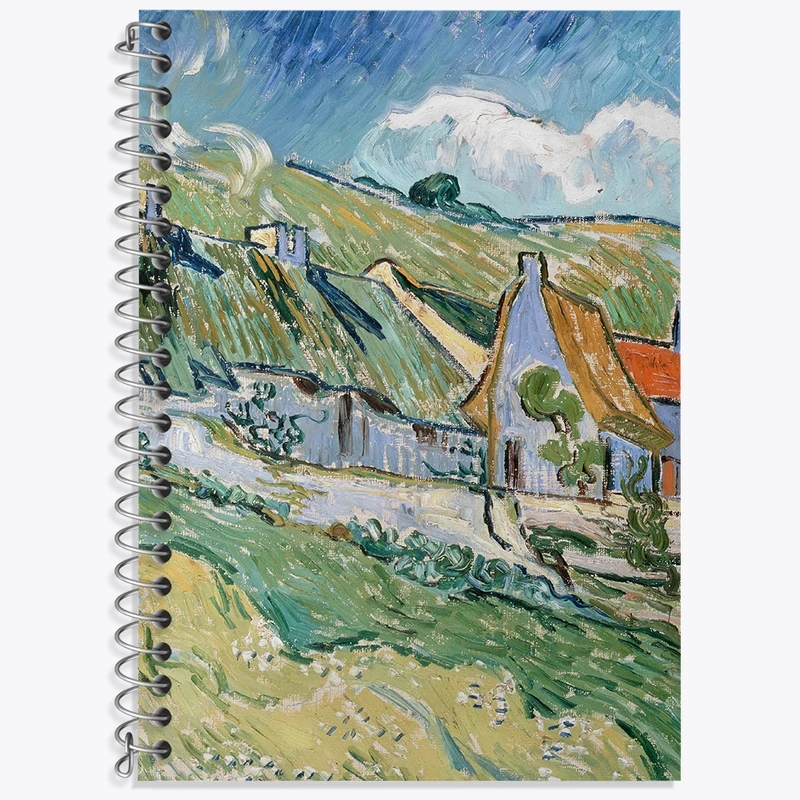 دفتر زبان 50 برگ خندالو مدل دو خط طرح کلبه ونسان ونگوگ (Van Gogh) کد 36785